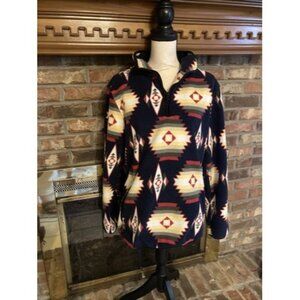 Pacsun Aztec Blanket Art Quarter Zip Fleece Size Medium